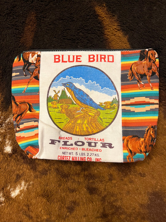 Blue Bird Horse Makeup Bag