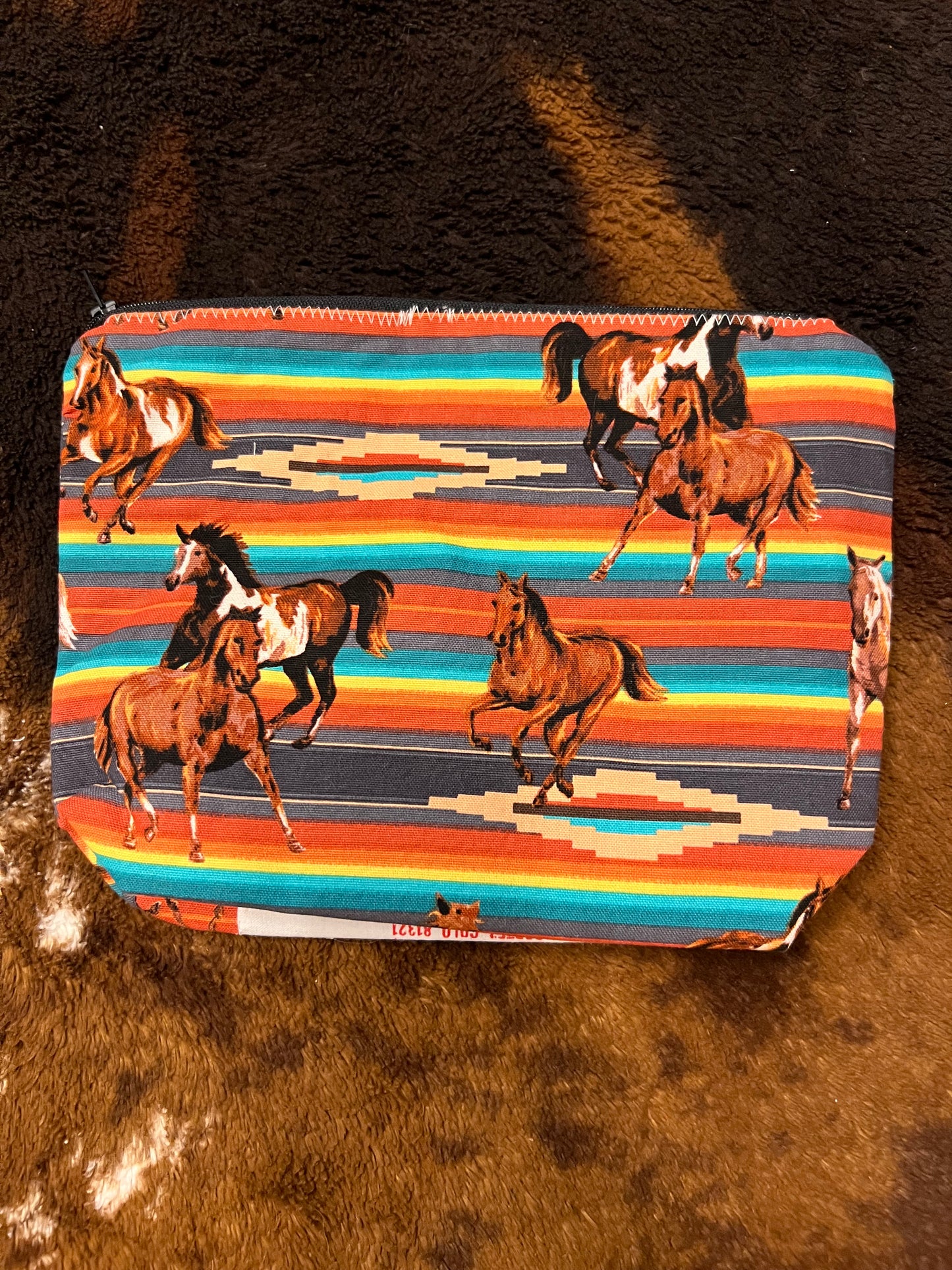 Blue Bird Horse Makeup Bag